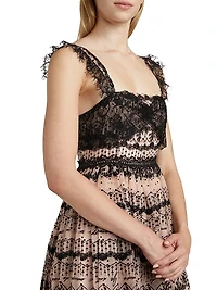 Fen Lace-Trim Silk Sleeveless Midi-Dress