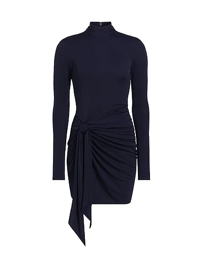 Johnson Knit Turtleneck Tie-Waist Minidress