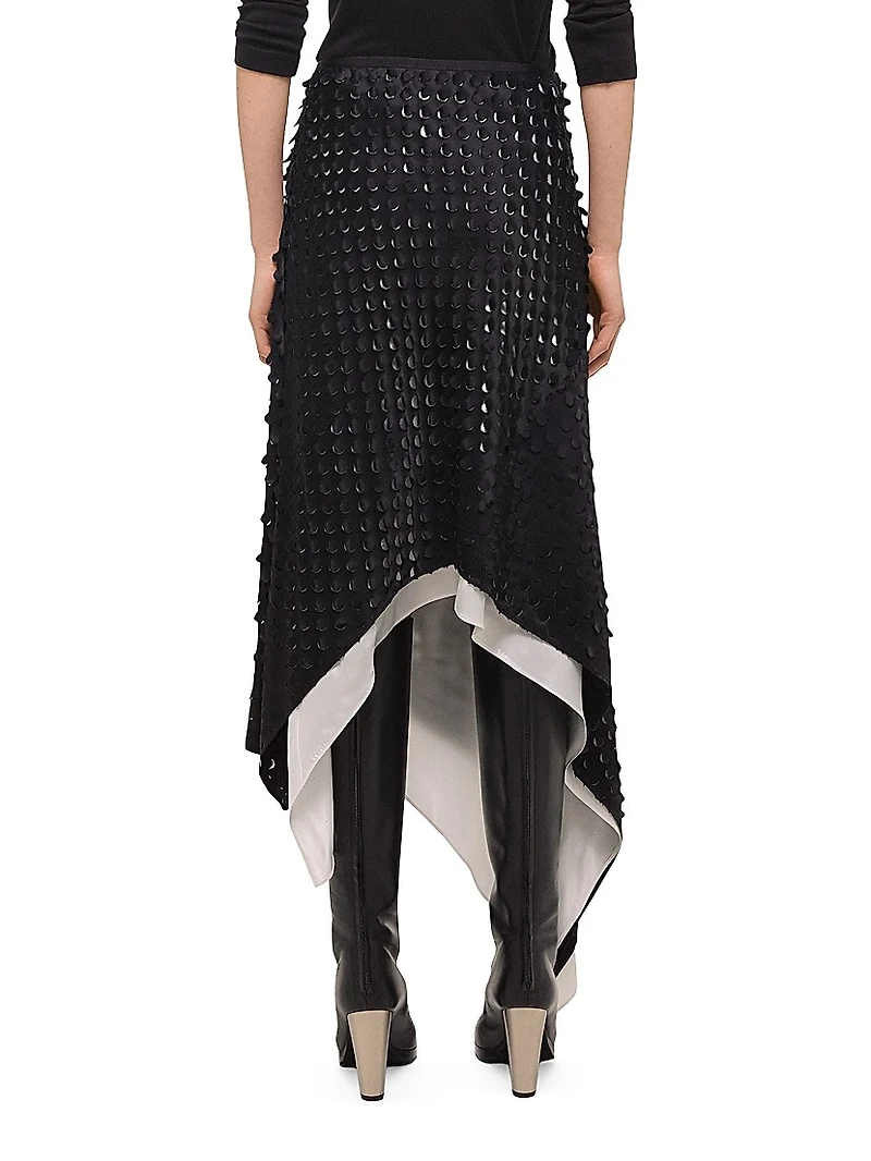 Scarf-Hem Cut-Out Skirt