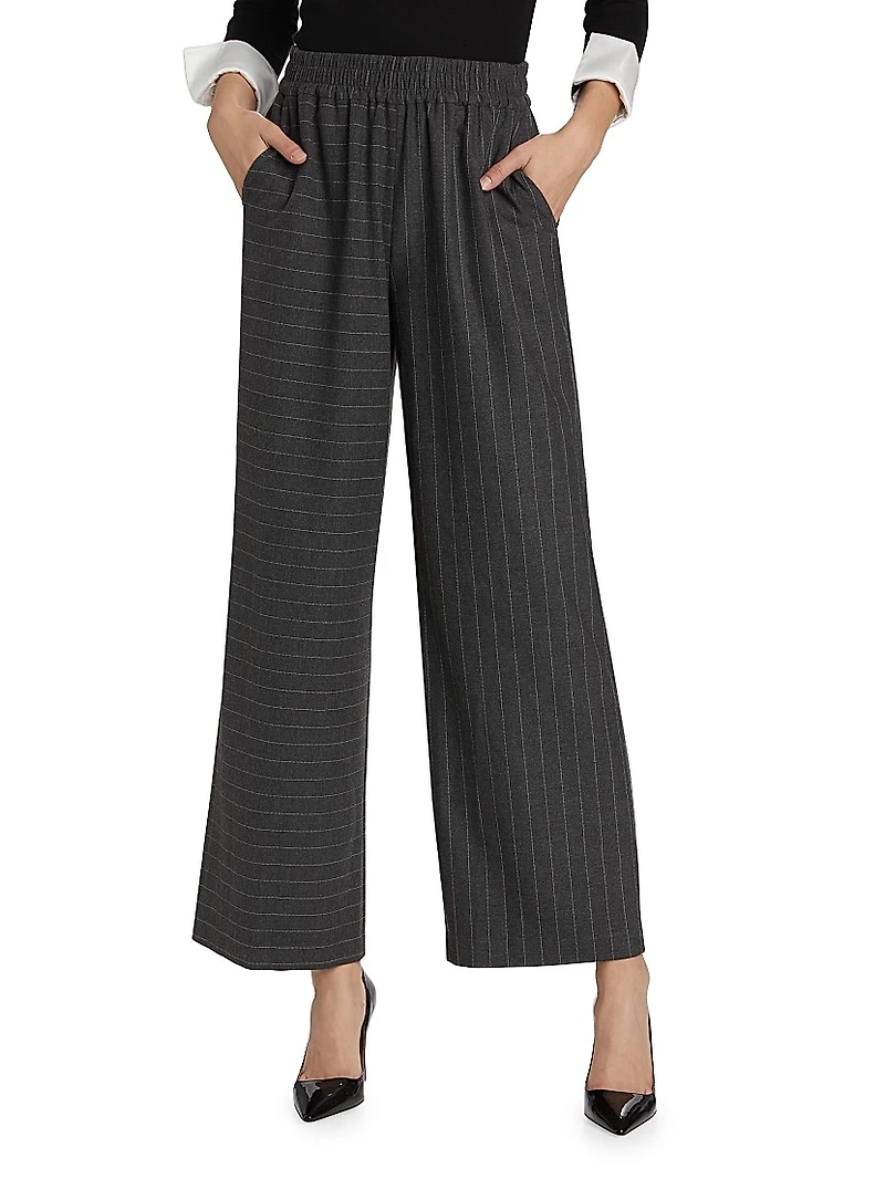 Benny Pinstriped Wide-Leg Pants