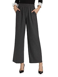 Benny Pinstriped Wide-Leg Pants