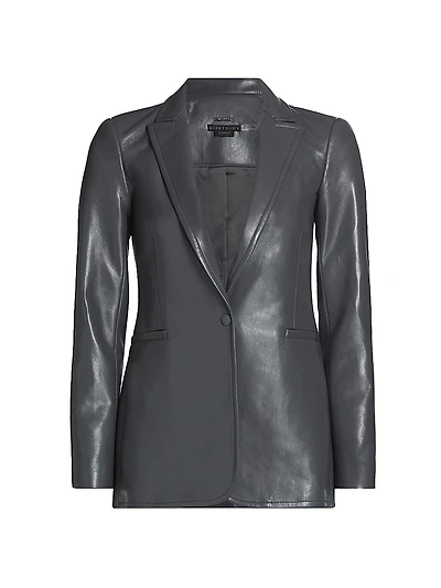 Breann Faux-Leather Single-Breasted Blazer