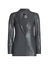 Breann Faux-Leather Single-Breasted Blazer