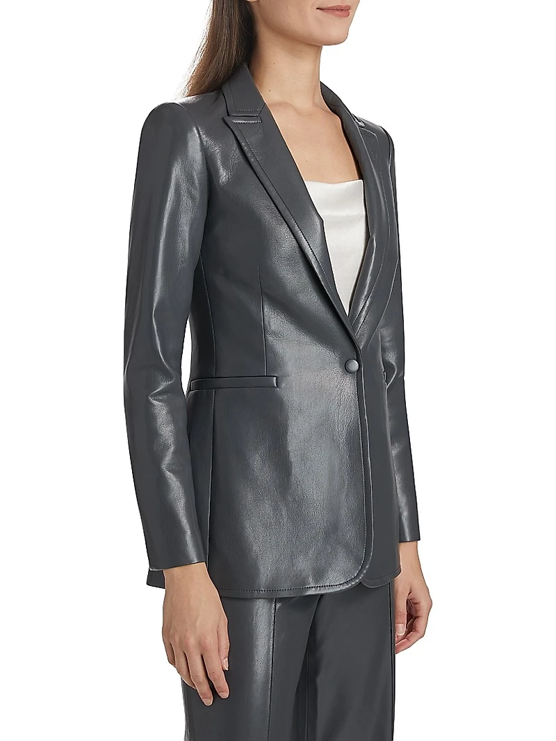 Breann Faux-Leather Single-Breasted Blazer