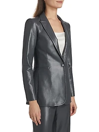 Breann Faux-Leather Single-Breasted Blazer