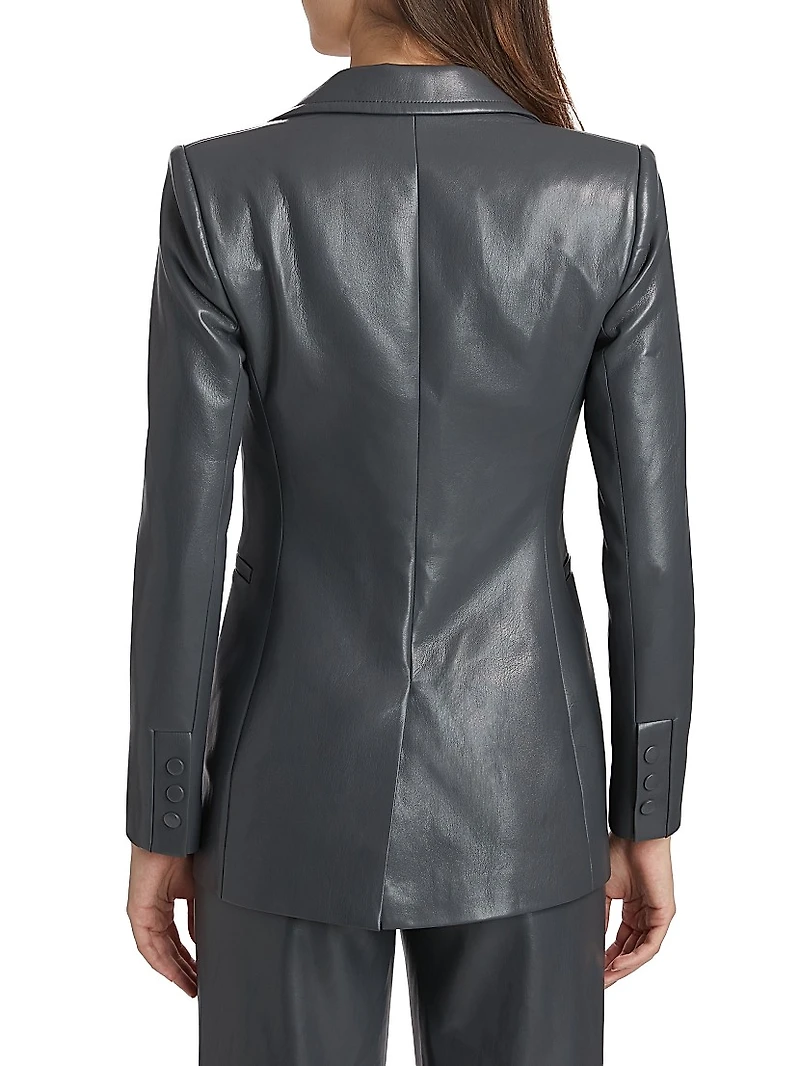 Breann Faux-Leather Single-Breasted Blazer