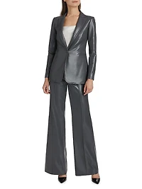 Breann Faux-Leather Single-Breasted Blazer