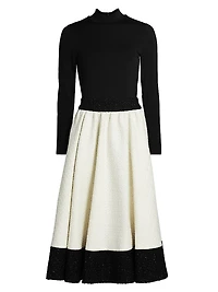 Chara Two-Tone Tweed Midi-Dress