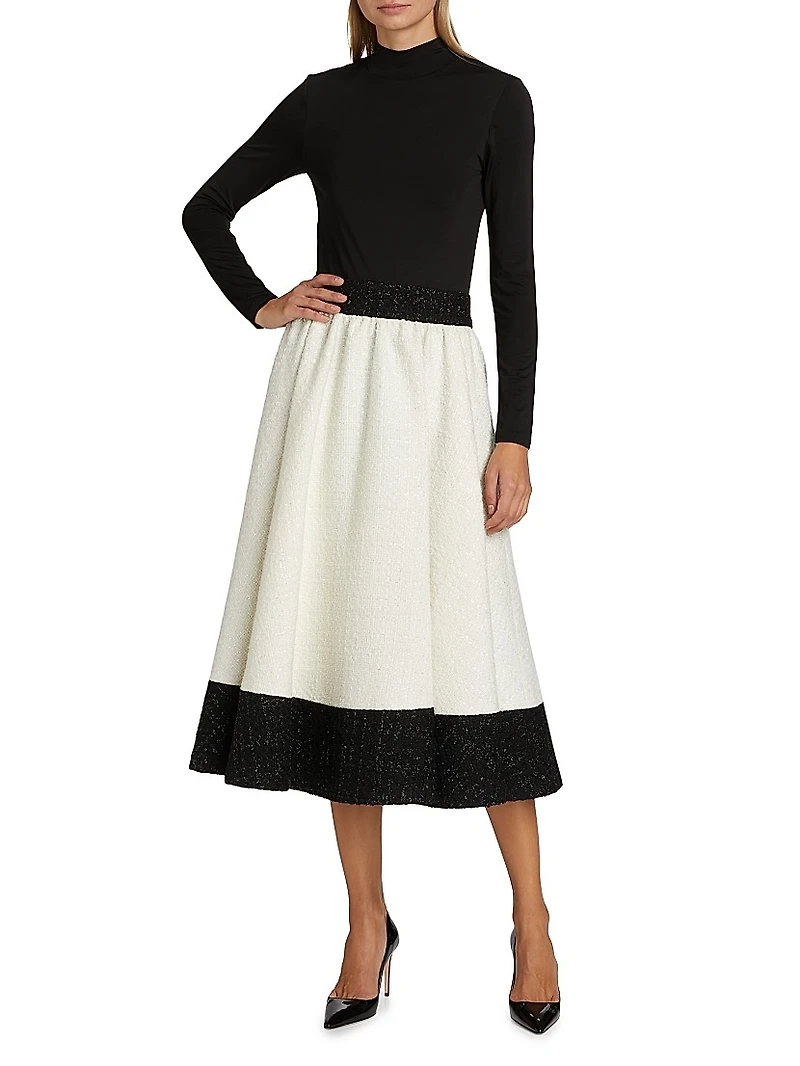 Chara Two-Tone Tweed Midi-Dress