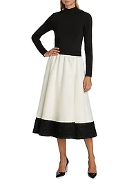 Chara Two-Tone Tweed Midi-Dress