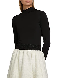 Chara Two-Tone Tweed Midi-Dress