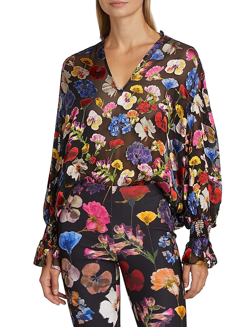 Onica Sheer Floral Blouse