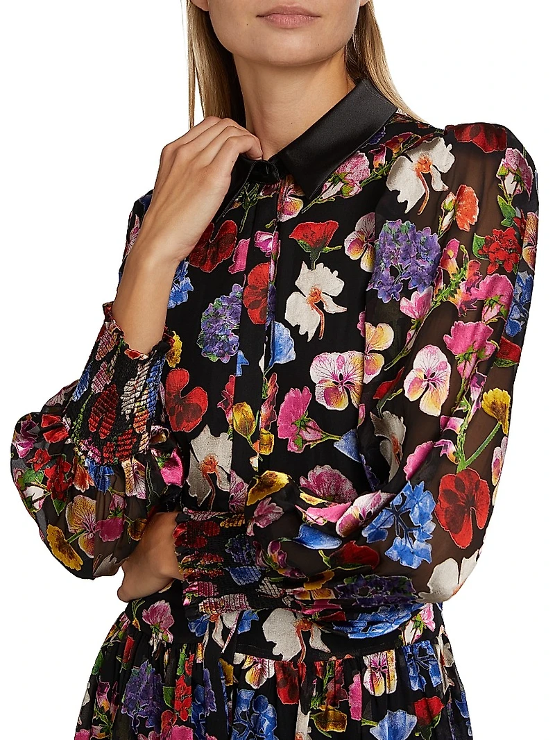 Bertha Sheer Floral Shirtdress
