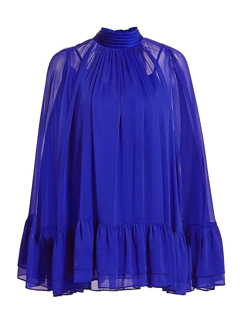 Zenon Sheer Cape Minidress