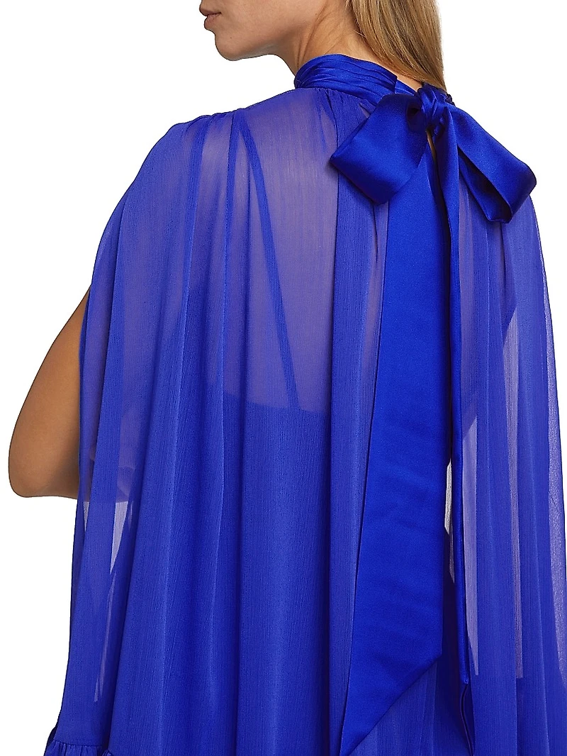 Zenon Sheer Cape Minidress