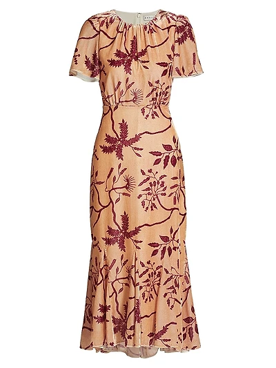 Cream Enchanted Vine Grande Arabella Floral Midi-Dress