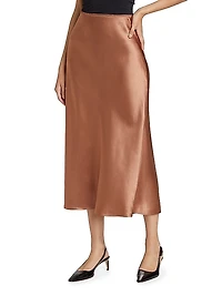 Satin Slip Midi-Skirt