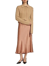 Satin Slip Midi-Skirt