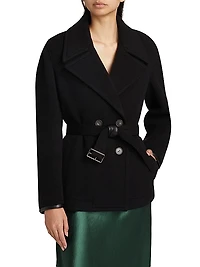 Lofty Wool-Blend Double-Breasted Belted Jacket