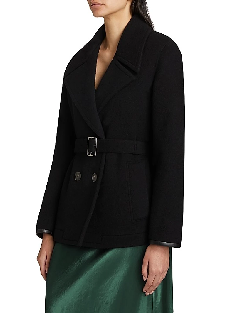 Lofty Wool-Blend Double-Breasted Belted Jacket