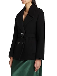 Lofty Wool-Blend Double-Breasted Belted Jacket