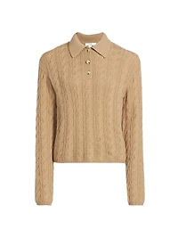 Wool & Cashmere Cable-Knit Polo Sweater