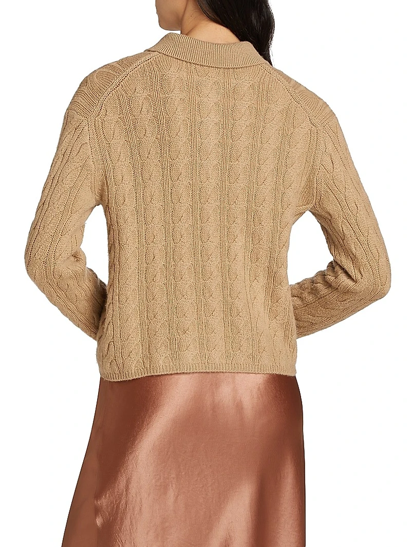 Wool & Cashmere Cable-Knit Polo Sweater