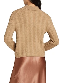 Wool & Cashmere Cable-Knit Polo Sweater