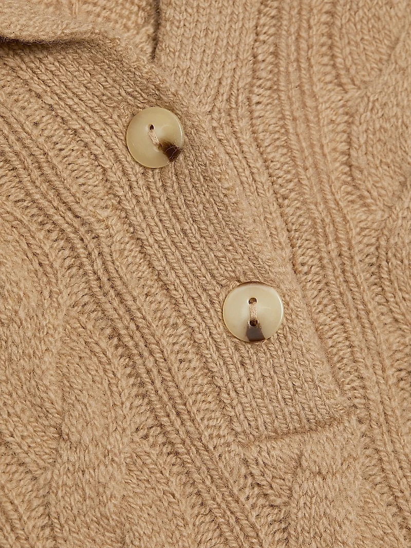 Wool & Cashmere Cable-Knit Polo Sweater