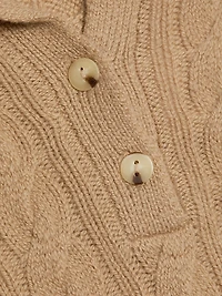 Wool & Cashmere Cable-Knit Polo Sweater
