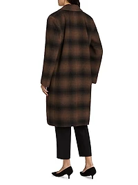 Shadow Plaid Wool-Blend Car Coat