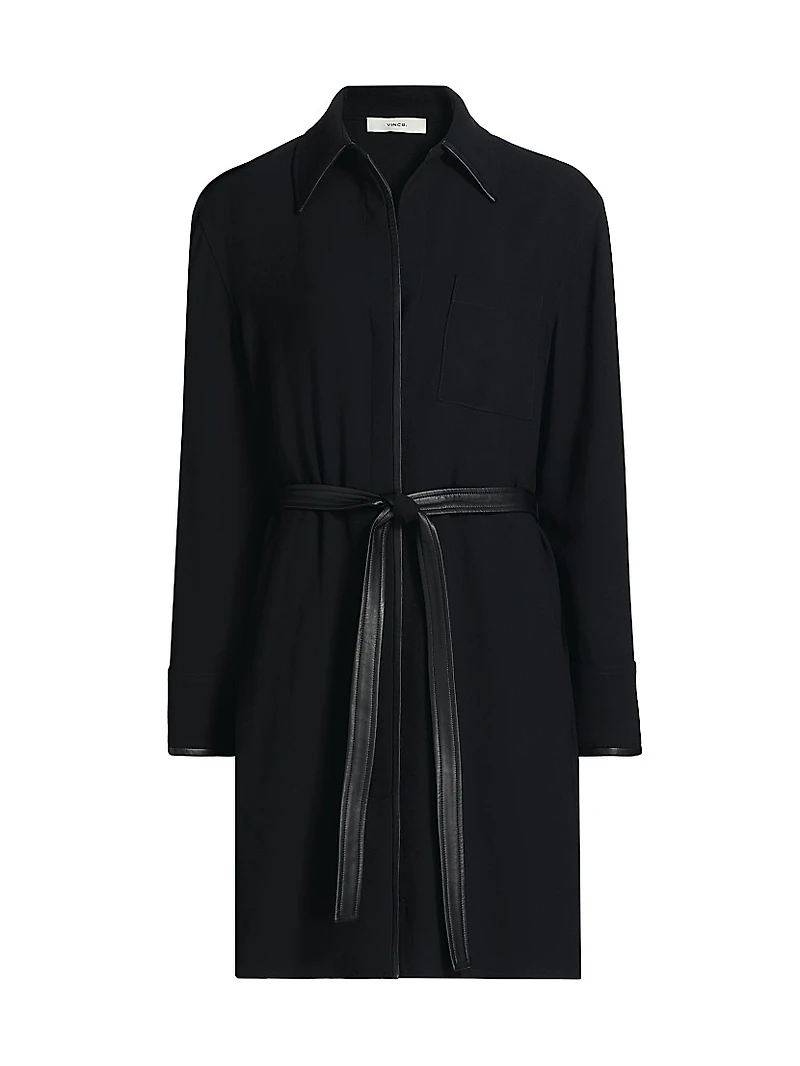 Tie-Waist Long-Sleeve Shirtdress