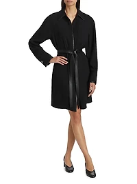 Tie-Waist Long-Sleeve Shirtdress