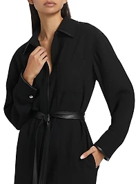 Tie-Waist Long-Sleeve Shirtdress