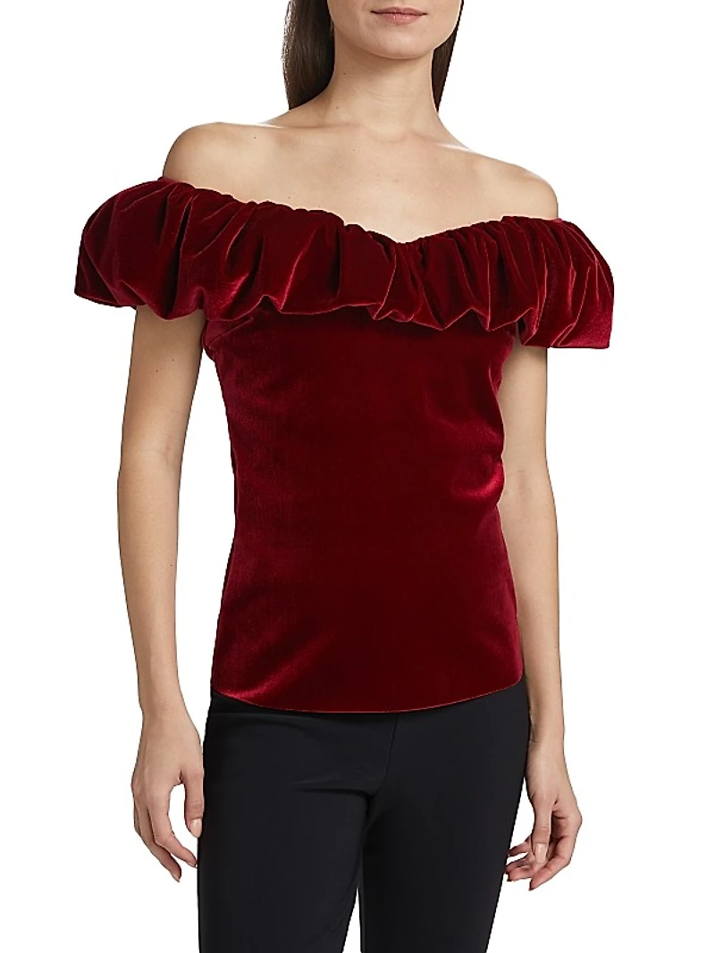 Usla Ruffled Velvet Top