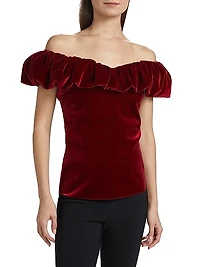 Usla Ruffled Velvet Top
