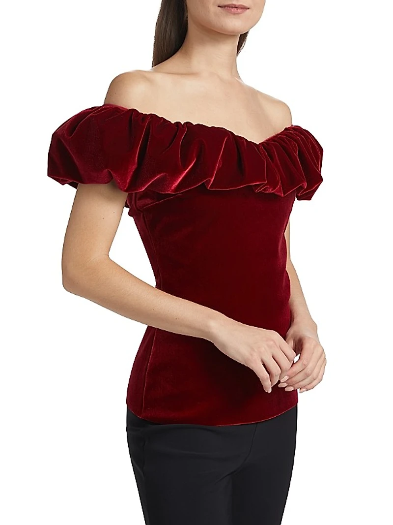 Usla Ruffled Velvet Top