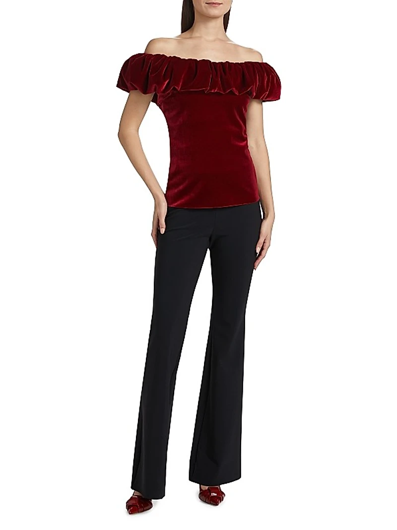 Usla Ruffled Velvet Top