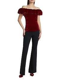 Usla Ruffled Velvet Top