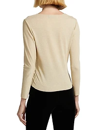 Oksa Splendid Milu Gathered Jersey V-Neck Top