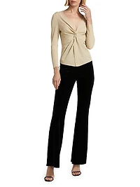 Oksa Splendid Milu Gathered Jersey V-Neck Top