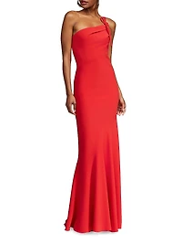 Sybil Asymmetric Crepe Gown