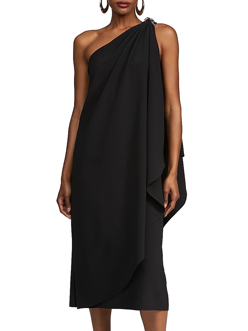 Aries Stretch-Crepe Cape Dress