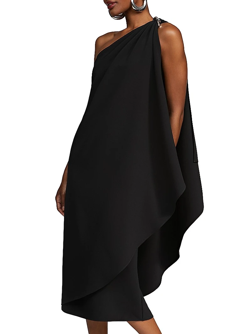 Aries Stretch-Crepe Cape Dress