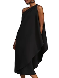 Aries Stretch-Crepe Cape Dress
