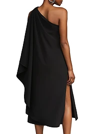 Aries Stretch-Crepe Cape Dress