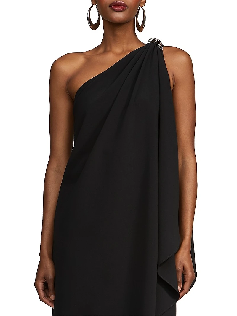 Aries Stretch-Crepe Cape Dress
