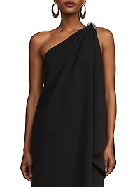 Aries Stretch-Crepe Cape Dress