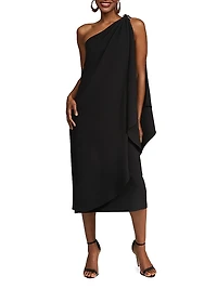 Aries Stretch-Crepe Cape Dress