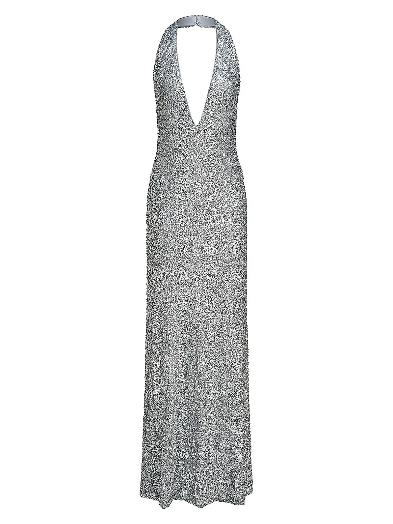 Ena Sequined Halter Gown
